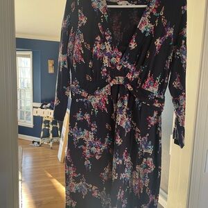 Boden jersey spring tunic dress 12 navy floral work office going out EUC!!